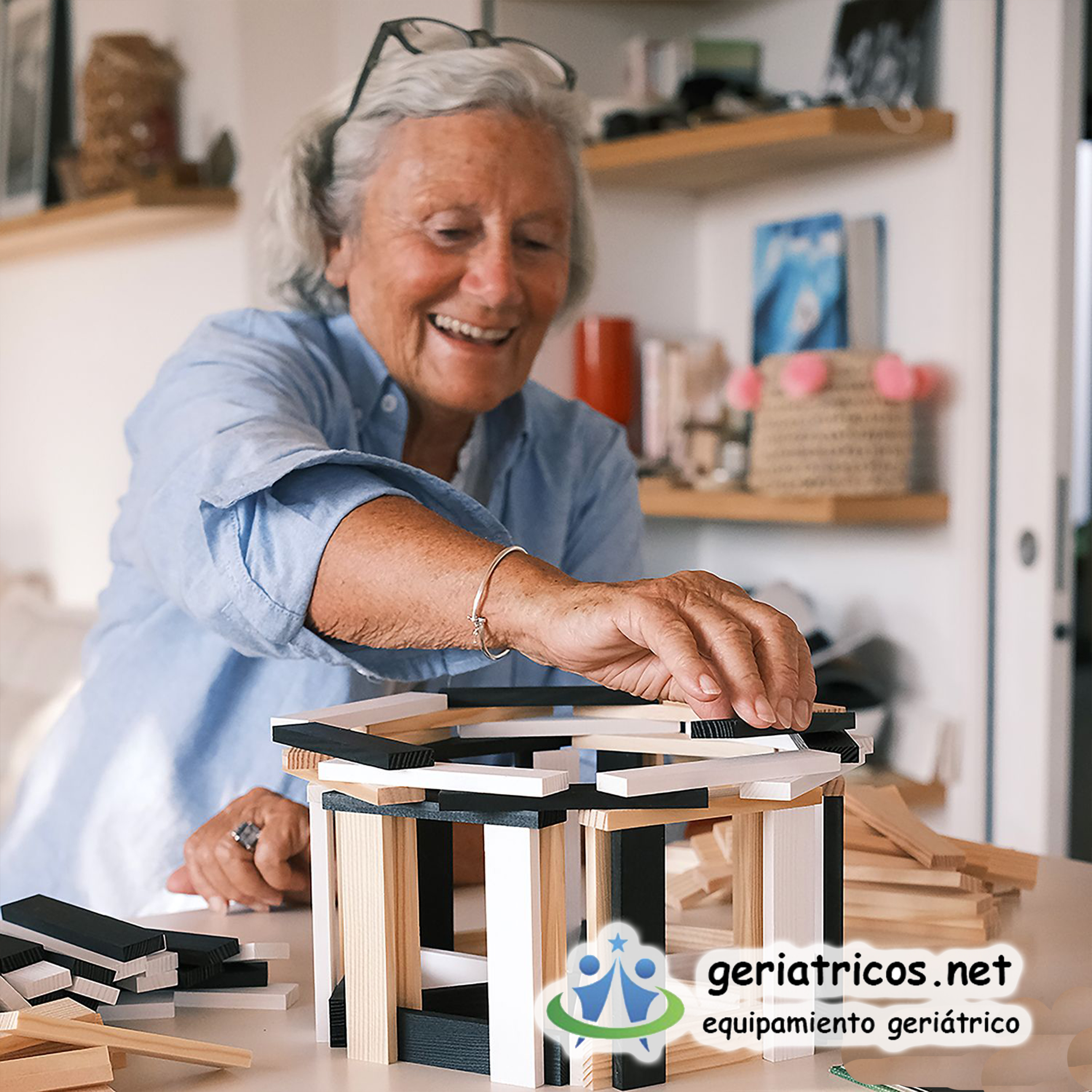 juego de construccion para centros de dia y geriatricos en blanco y negro