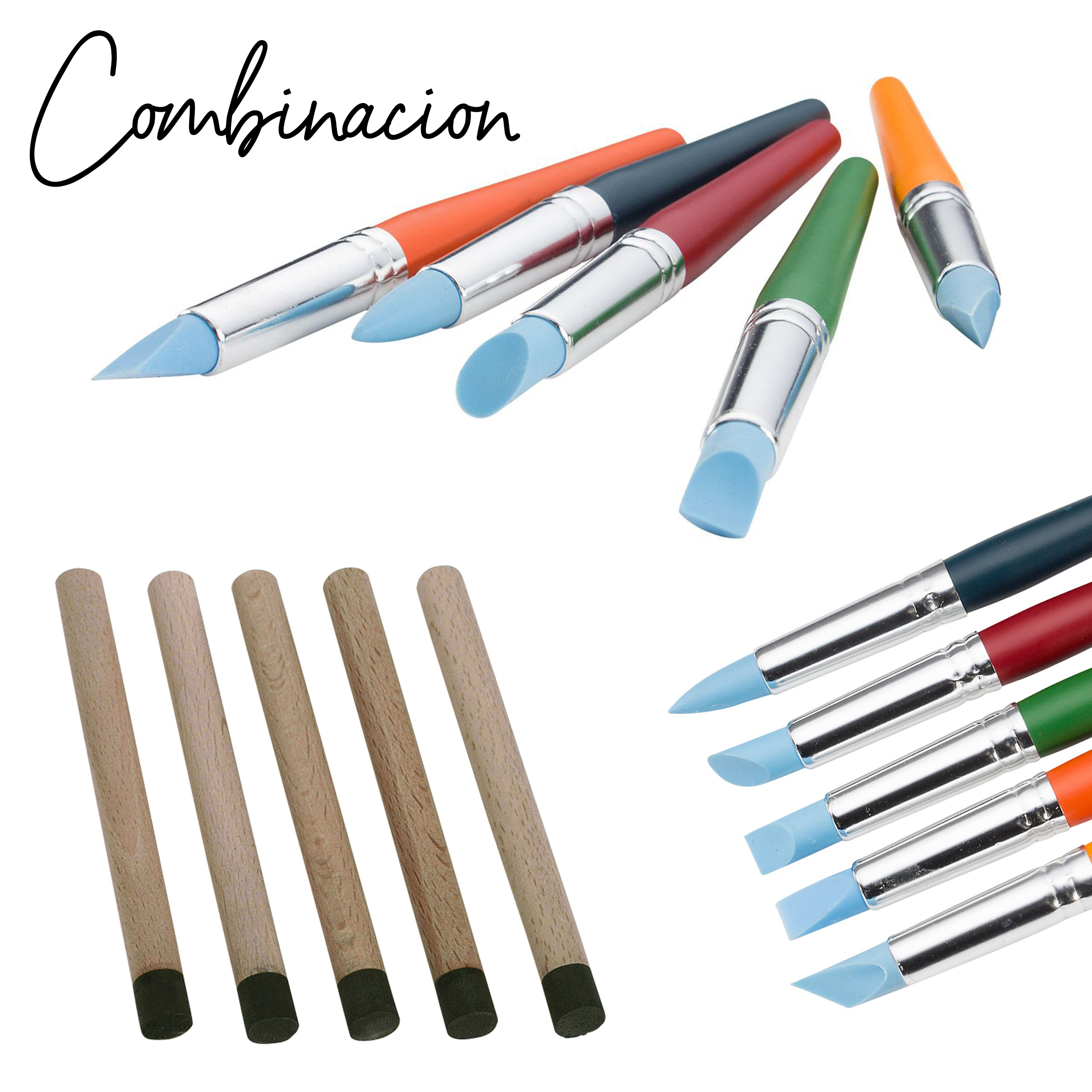 pinceles y lápices para el cajón de arena